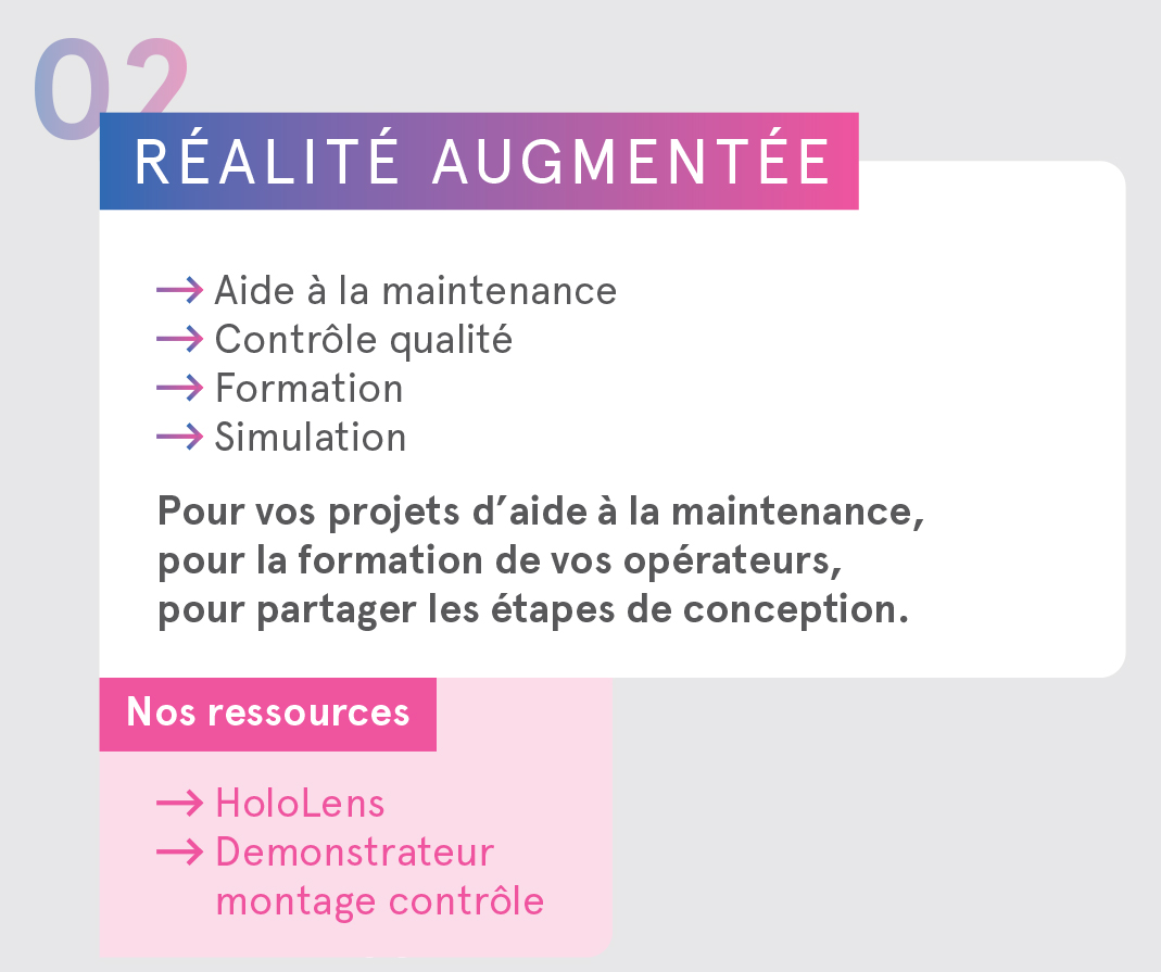 TechLab - Réalité Augmentée - Pour vos projets d’aide à la maintenance, pour la formation de vos opérateurs, pour partager les étapes de conception.
