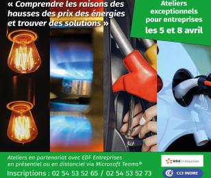 Visuel ateliers prix des énergies et solutions pour entreprises avril 2022