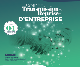 Affiche Soirée Transmission reprise d'entreprise du 4 décembre 2023