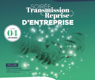 Affiche Soirée Transmission reprise d'entreprise du 4 décembre 2023