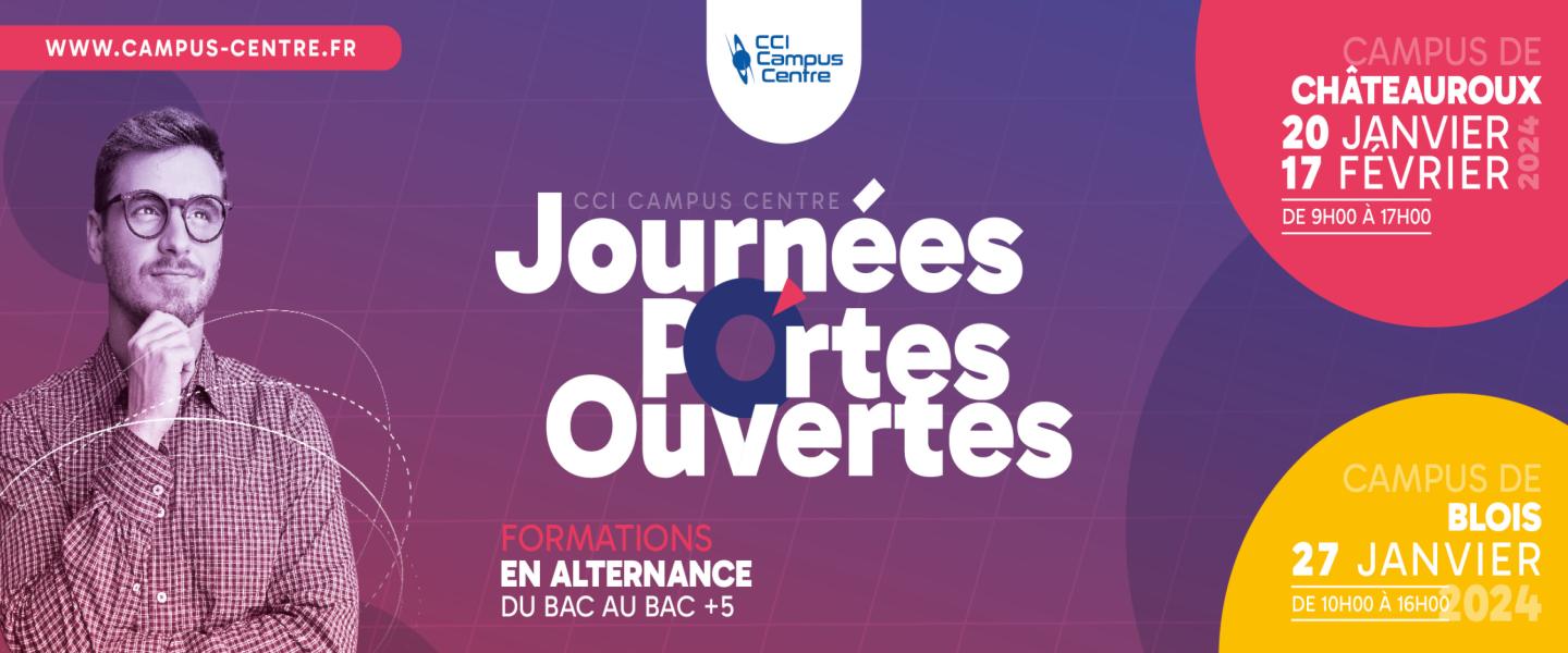 Annonce JPO CCI Campus Centre janvier et février 2024